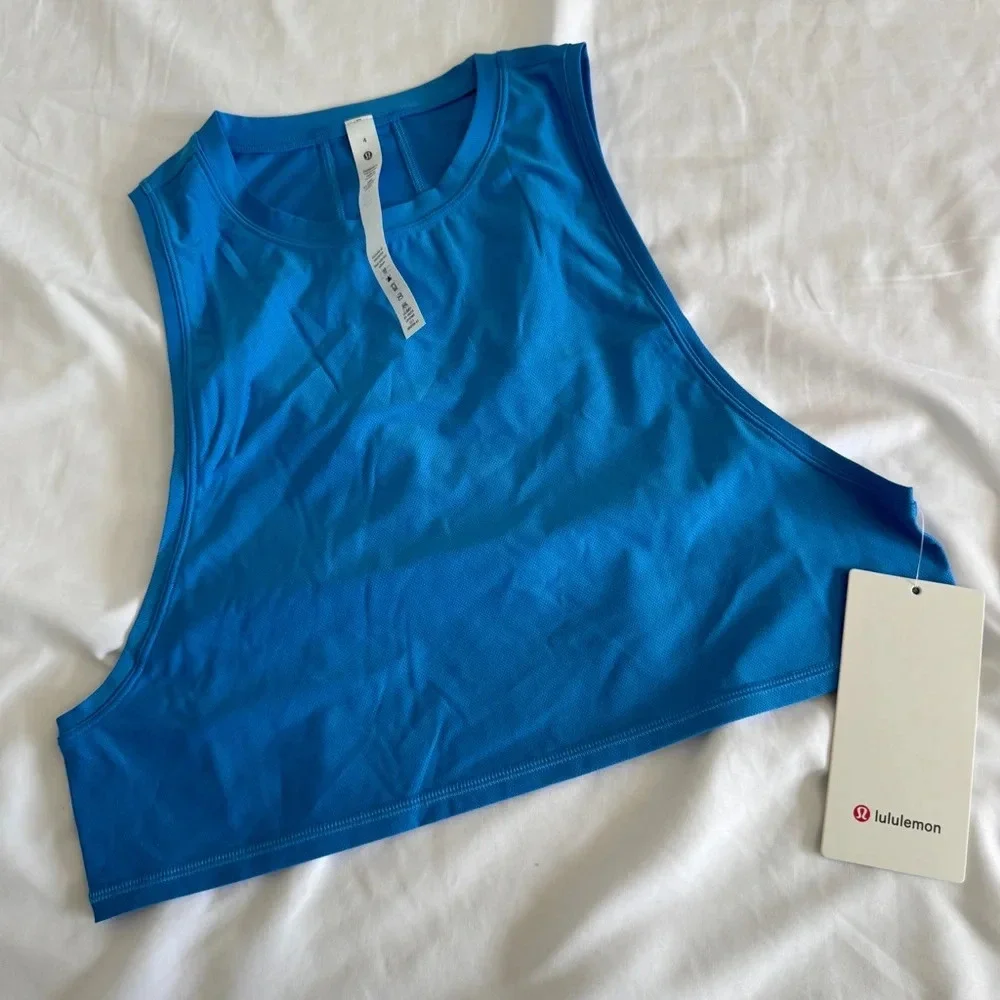 107 ๐๐ Lululemon Muslce Love Crop Tank * Tough - Cornflower - Picture 1 of 8